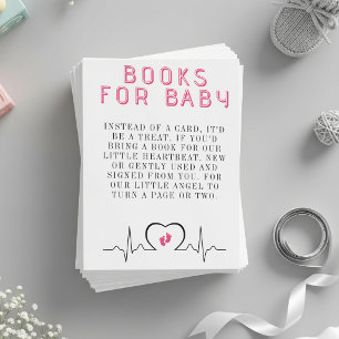 Hartmonitor Roze Baby Shower Boek Verzoek Informatiekaartje
