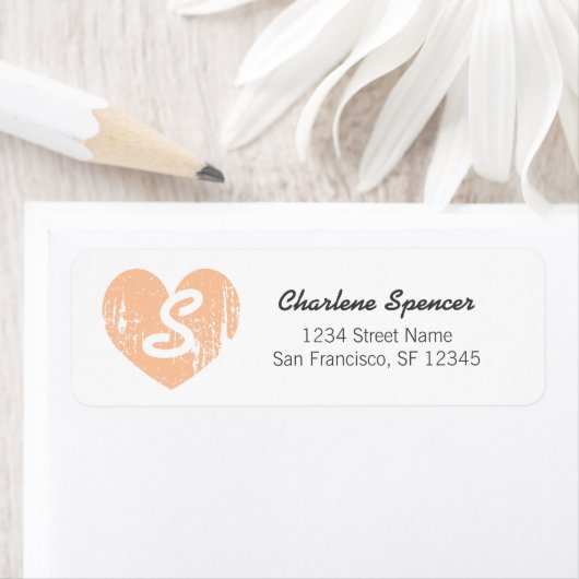  hartmonogram Peach Return Address Labels (Insitu)