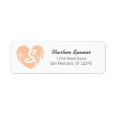  hartmonogram Peach Return Address Labels (Voorkant)
