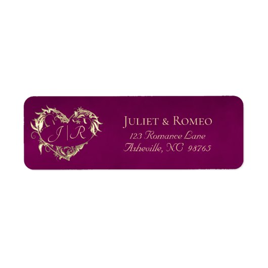 Hartmonogram retouradres - Plum Etiket (Voorkant)