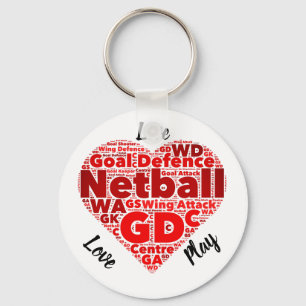 Hartontwerp GD Inspirerend netball Sleutelhanger