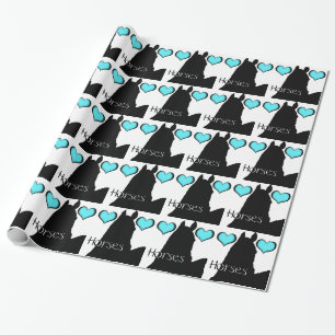 Hartpaarden I Aqua Heart (witte achtergrond) Cadeaupapier