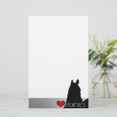 Hartpaarden I rood hart (zilvermetallisch) Briefpapier (Staand voorkant)