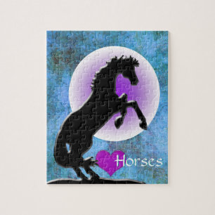Hartpaarden V (blauw/groen) Legpuzzel