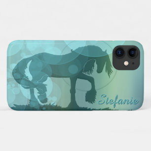 Hartpaarden VI (blauwgroen luchtbellen) iPhone 11 Hoesje