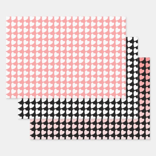 Hartpatroon in zwart, wit en roze inpakpapier vel (Set)