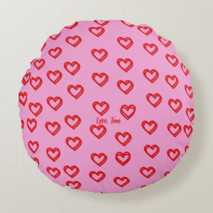 Hartpatroon met eigen naam voor Valentijnsdag Rond Kussen