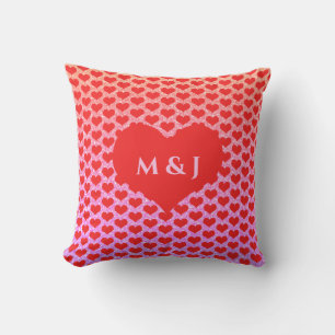 Hartpatroon Monogrammen Roze Goud Roze Glitters Buitenkussen