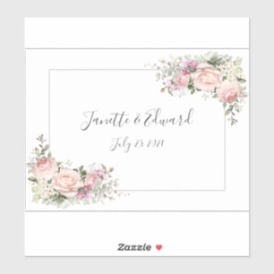 Hartrozen Roze Rozen en Groene Tinten Sticker