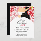 Hartrubride en Groom sparen de Uitnodiging van de  (Voorkant / Achterkant)