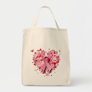 HARTS, BUTTERFLIES EN PINKRIBBON TOTE BAG