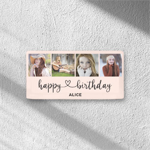 Hartscript 4 Foto Happy Birthday-banner Spandoek