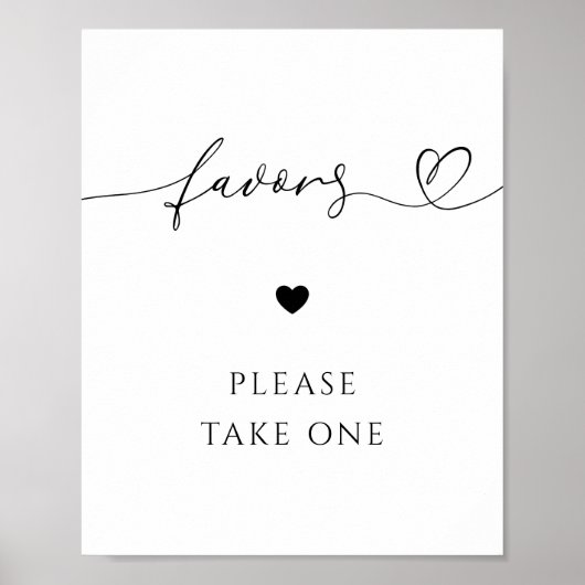 Hartscript Favorieten Neem een wit teken Poster (Voorkant)