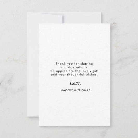 hartscript trouwfoto bedankt kaart (Achterkant)