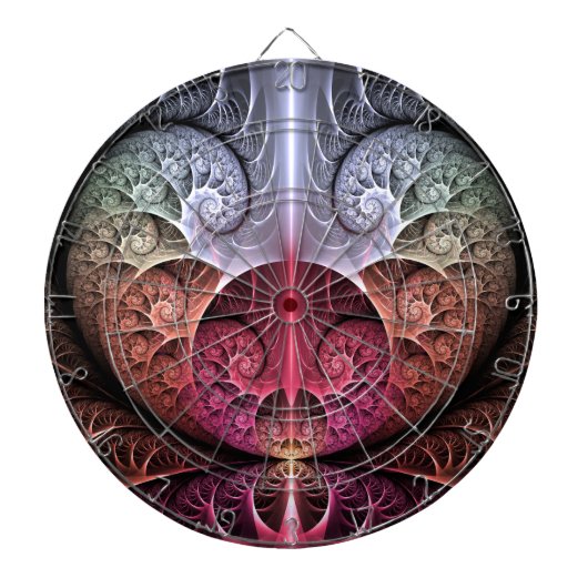 Hartslag, Abstracte Surreal Fantasy Fractal Art Dartbord (Voorkant)