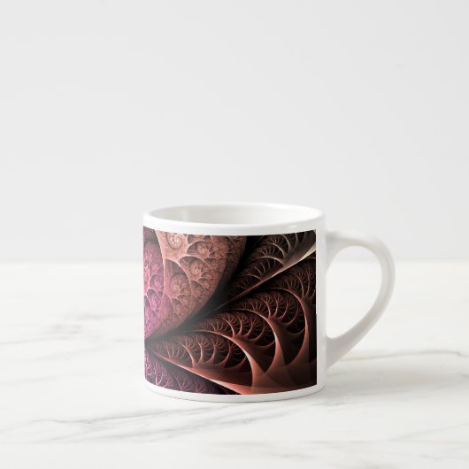 Hartslag, Abstracte Surreal Fantasy Fractal Art Espresso Kop (Rechts)