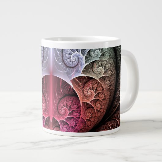 Hartslag, Abstracte Surreal Fantasy Fractal Art Extra Grote Beker (Voorkant rechts)