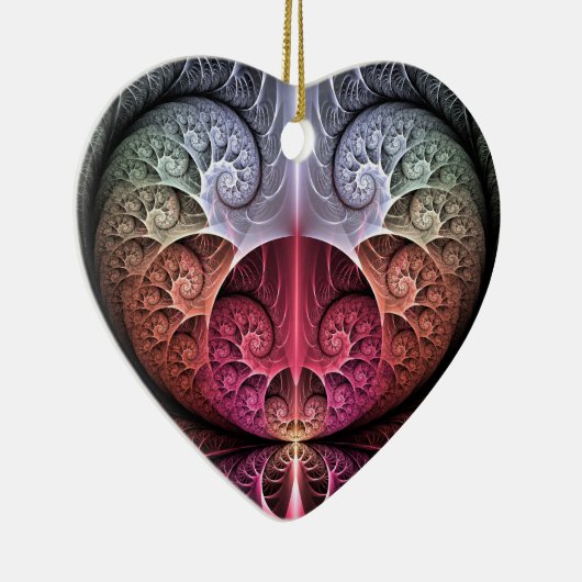 Hartslag, Abstracte Surreal Fantasy Fractal Art Keramisch Ornament (Rechts)