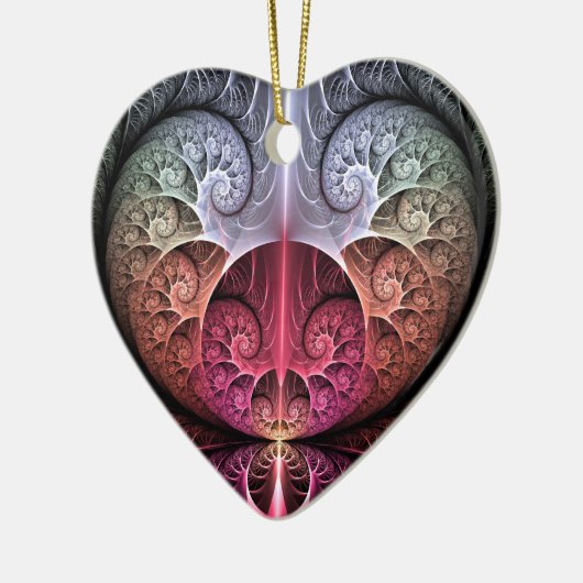 Hartslag, Abstracte Surreal Fantasy Fractal Art Keramisch Ornament (Links)