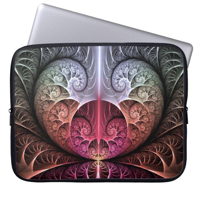 Hartslag, Abstracte Surreal Fantasy Fractal Art Laptop Sleeve (Voorkant)