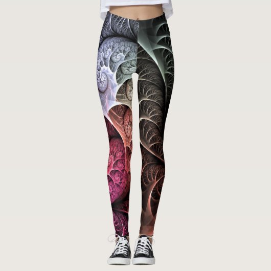 Hartslag, Abstracte Surreal Fantasy Fractal Art Leggings (Voorkant)