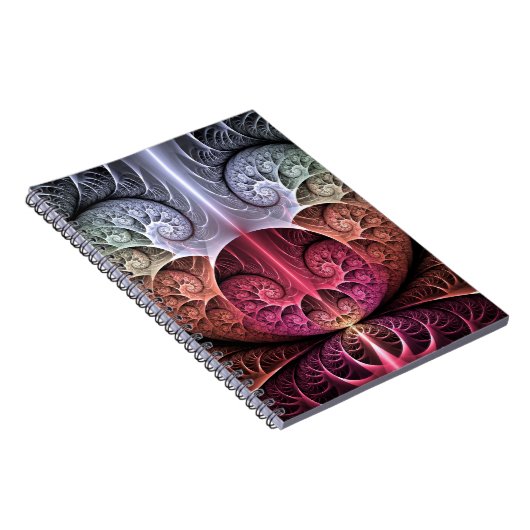 Hartslag, Abstracte Surreal Fantasy Fractal Art Notitieboek (Rechterzijde)
