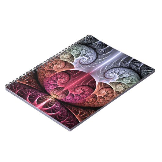 Hartslag, Abstracte Surreal Fantasy Fractal Art Notitieboek (Linkerzijde)