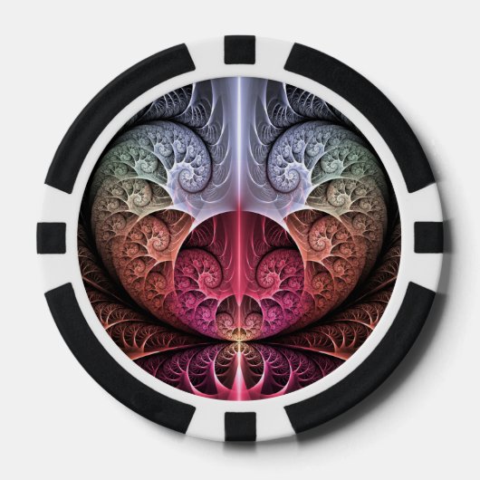 Hartslag, Abstracte Surreal Fantasy Fractal Art Poker Chips (Voorkant)
