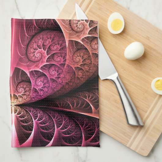 Hartslag, Abstracte Surreal Fantasy Fractal Art Theedoek (Quarter Fold)