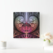 Hartslag, Abstracte Surreal Fantasy Fractal Art Vierkante Klok (Huis)