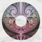 Hartslag, Abstracte Surreal Fantasy Fractal Art Wijnglaslabel (Voorkant)