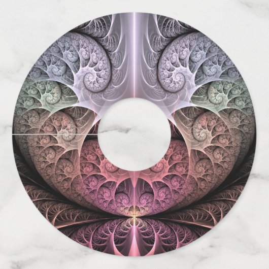 Hartslag, Abstracte Surreal Fantasy Fractal Art Wijnglaslabel (Voorkant)