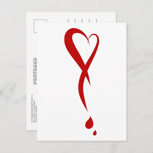 Hartslag als uitroepteken, bloedend hart briefkaart (Voorkant / Achterkant)