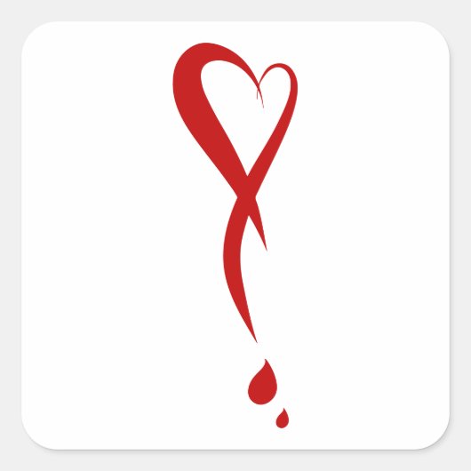 Hartslag als uitroepteken, bloedend hart vierkante sticker (Voorkant)