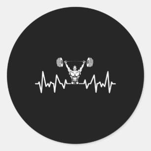Hartslag Barbell Bodybuilding Weightlift Gym W Ronde Sticker