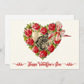 hartslag Floral Wreath Happy Valentine Dag Feestdagenkaart (Voorkant / Achterkant)
