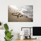 Hartslag in zand poster/canvas poster (Thuiskantoor)