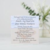 Hartslag in zand-strand bruiloft met RSVP Kaart (Staand voorkant)