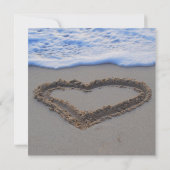 Hartslag in zand-strand bruiloft met RSVP Kaart (Achterkant)