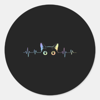 Hartslag Kat Liefhebber Dier Silhouet Schattige Ka Ronde Sticker