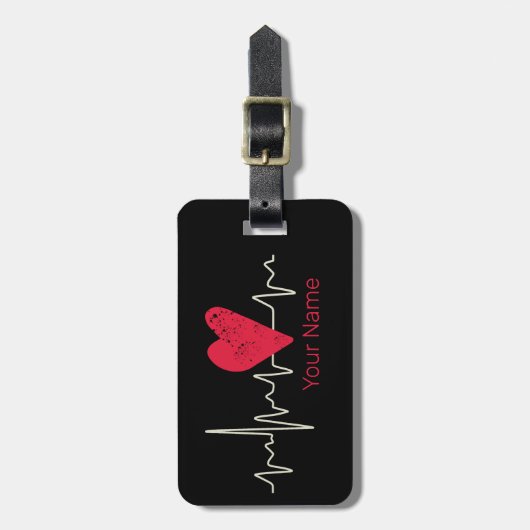 Hartslag Pulse Heart Valentijnsdag of moeder Bagagelabel (Voorkant verticaal)