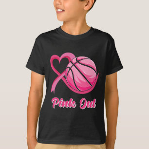 Hartslag Ribbon Basketball Pink Out Breast Cancer T-shirt