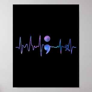 Hartslag Semicolon Zelfmoordpreventie Bewustzijn Poster