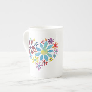 Hartslag van bloemen porselein kop