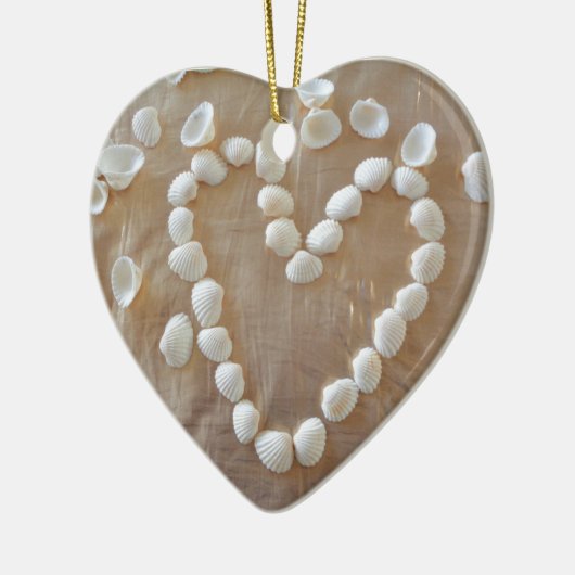 Hartslag van de witte zeeschelp, Summer Beach Ocea Keramisch Ornament (Links)