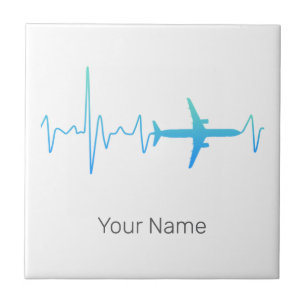 hartslagfrequentie van een vliegtuigpiloot tegeltje