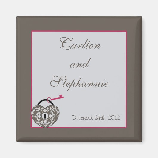 Hartslot Bruiloft Magneet Favor (Voorkant)