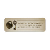 Hartslot en skelet Key Bruiloft Adresetiketten Etiket (Voorkant)