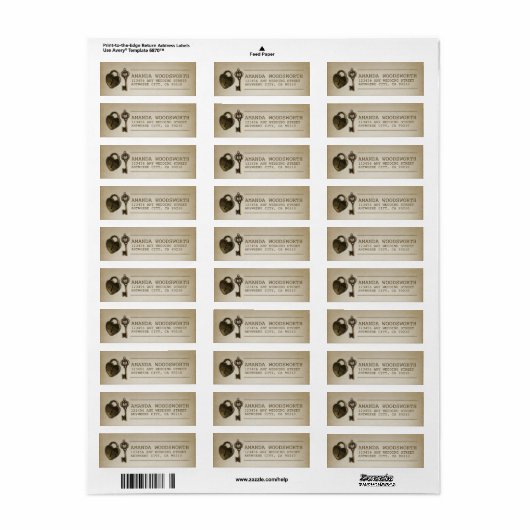 Hartslot en skelet Key Bruiloft Adresetiketten Etiket (Full Sheet)