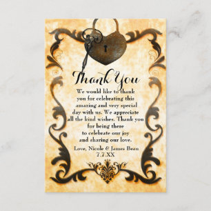 Hartslot en sleutel - Antiek - Hartelijk dank - k Kaart